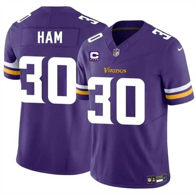 Men & Women & Youth Minnesota Vikings #30 C.J. Ham Purple 2024 F.U.S.E. With 4-Star C Patch Vapor Untouchable Limited Stitched Jersey